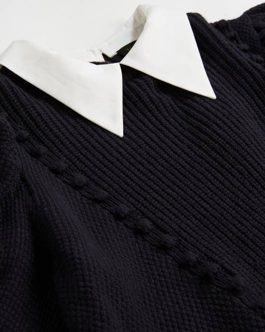 Ted Baker mujer 2ZFP632 ropa jersey de punto aledina con detalle de cuello azul marino oscuro