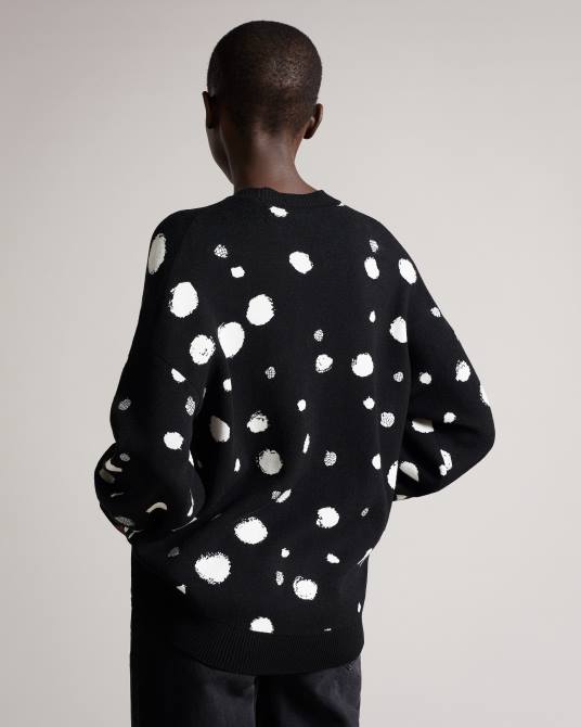 Ted Baker mujer 2ZFP635 ropa ssaskia suéter de punto en jacquard con dobladillo redondeado negro