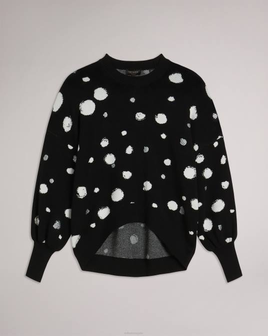 Ted Baker mujer 2ZFP635 ropa ssaskia suéter de punto en jacquard con dobladillo redondeado negro