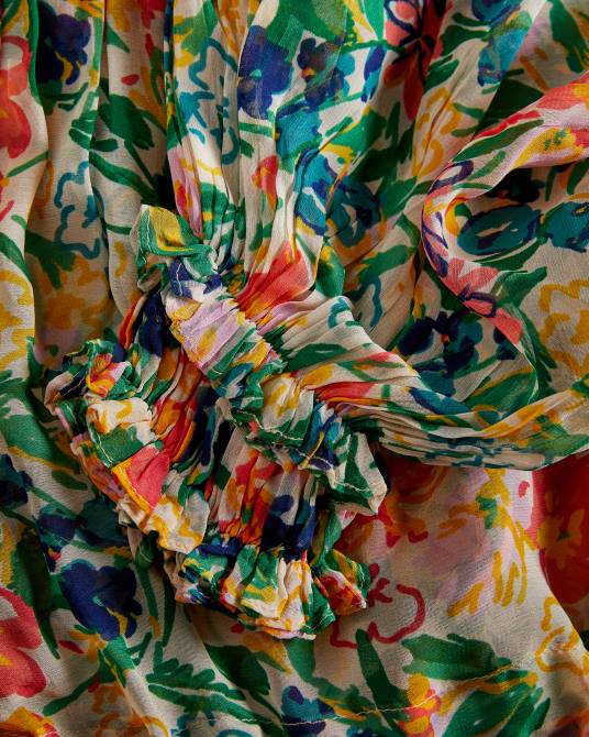 Ted Baker mujer 2ZFP648 ropa blusa estampada kesara con lazo en la cintura blanco