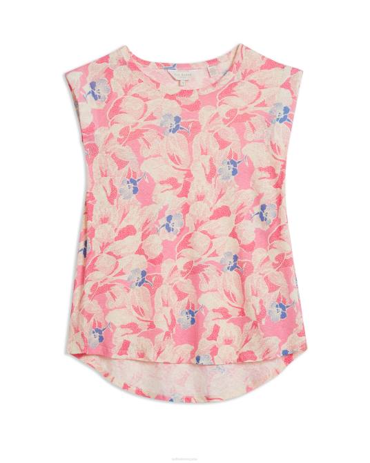 Ted Baker mujer 2ZFP484 ropa camiseta de lino con hombrera kashaa rosa medio
