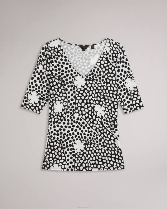 Ted Baker mujer 2ZFP489 ropa lucyz camiseta ajustada con cuello en V negro