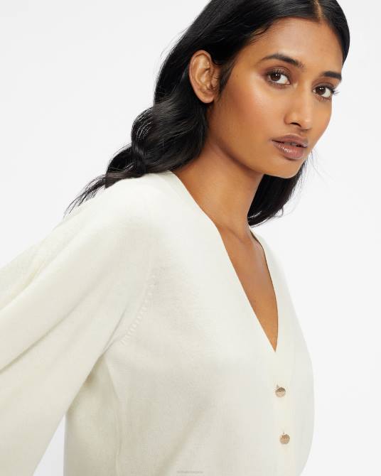 Ted Baker mujer 2ZFP521 ropa astryyd cárdigan con mangas drapeadas natural