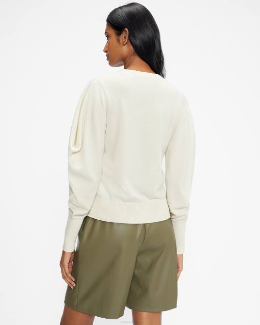 Ted Baker mujer 2ZFP521 ropa astryyd cárdigan con mangas drapeadas natural