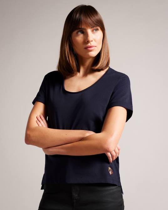 Ted Baker mujer 2ZFP547 ropa camiseta miarna con cuello en v y corte fácil Armada
