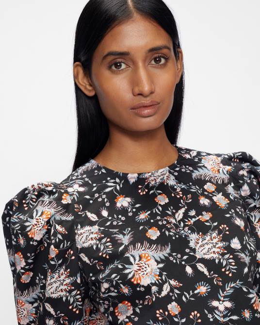 Ted Baker mujer 2ZFP607 ropa top con canesú y hombros abullonados aimil negro