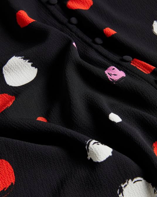 Ted Baker mujer 2ZFP615 ropa blusa sunrai con estampado de lunares y volantes negro