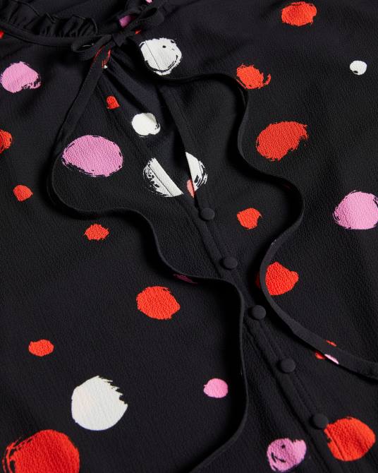 Ted Baker mujer 2ZFP615 ropa blusa sunrai con estampado de lunares y volantes negro