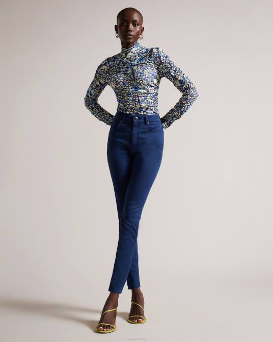 Ted Baker mujer 2ZFP123 ropa jeans sophaa ajustados de satén azul oscuro
