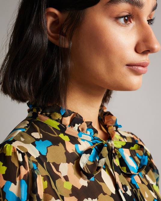 Ted Baker mujer 2ZFP485 ropa vestido corto hariiee floral con cintura caída negro