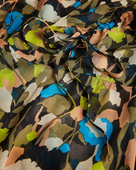 Ted Baker mujer 2ZFP485 ropa vestido corto hariiee floral con cintura caída negro