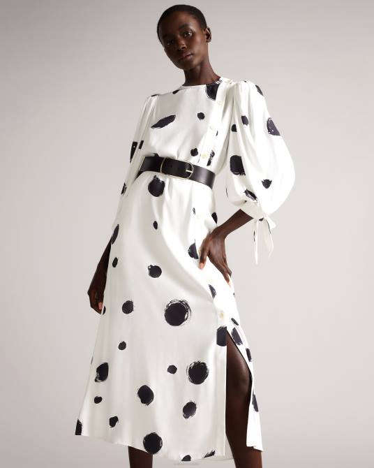 Ted Baker mujer 2ZFP487 ropa Vestido midi con botones y puños anudados de Eliyzza blanco