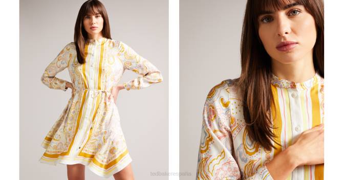 Ted Baker mujer 2ZFP493 ropa vestido camisero paulita bajo pañuelo amarillo