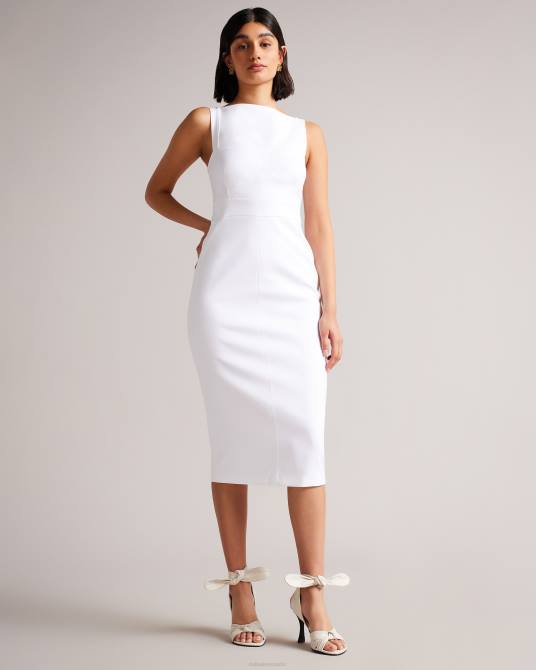 Ted Baker mujer 2ZFP495 ropa vestido midi ajustado klarika blanco