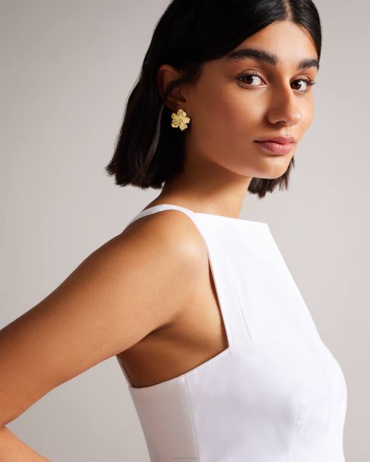 Ted Baker mujer 2ZFP495 ropa vestido midi ajustado klarika blanco