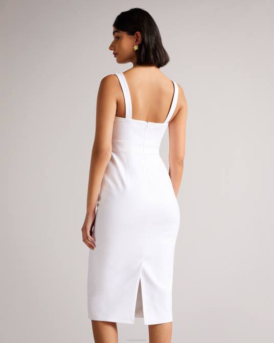 Ted Baker mujer 2ZFP495 ropa vestido midi ajustado klarika blanco
