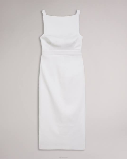 Ted Baker mujer 2ZFP495 ropa vestido midi ajustado klarika blanco