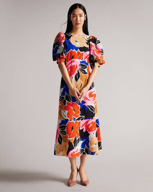Ted Baker mujer 2ZFP503 ropa vestido midi con estampado floral harpia negro