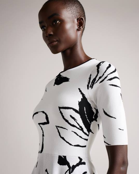 Ted Baker mujer 2ZFP505 ropa vestido skater savina en jacquard blanco