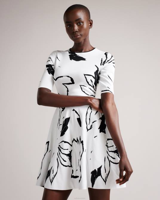 Ted Baker mujer 2ZFP505 ropa vestido skater savina en jacquard blanco