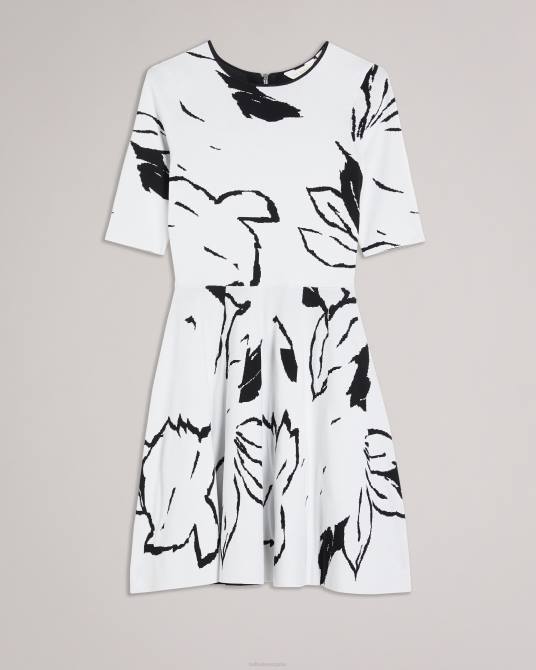 Ted Baker mujer 2ZFP505 ropa vestido skater savina en jacquard blanco