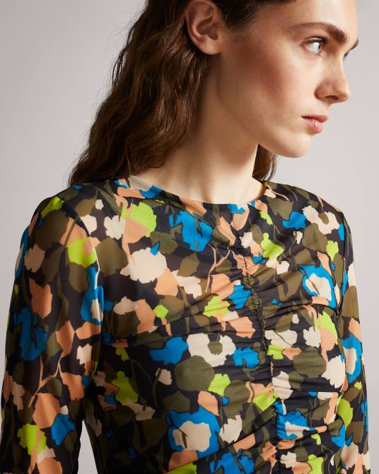 Ted Baker mujer 2ZFP507 ropa vestido ttinna con parte delantera fruncida negro