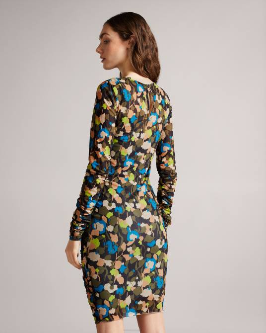 Ted Baker mujer 2ZFP507 ropa vestido ttinna con parte delantera fruncida negro