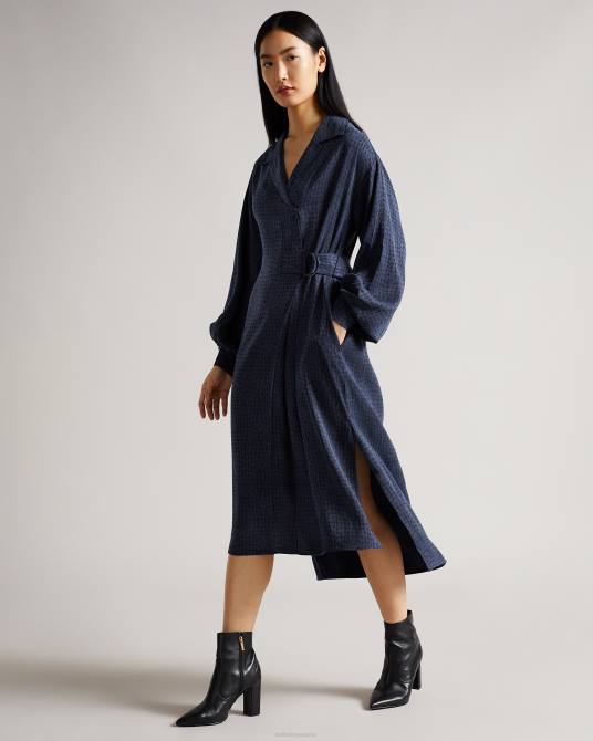 Ted Baker mujer 2ZFP512 ropa vestido midi sammmie con anilla en forma de D azul oscuro