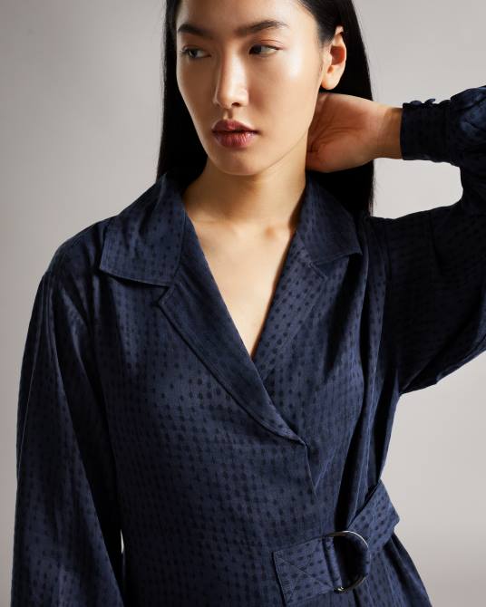 Ted Baker mujer 2ZFP512 ropa vestido midi sammmie con anilla en forma de D azul oscuro