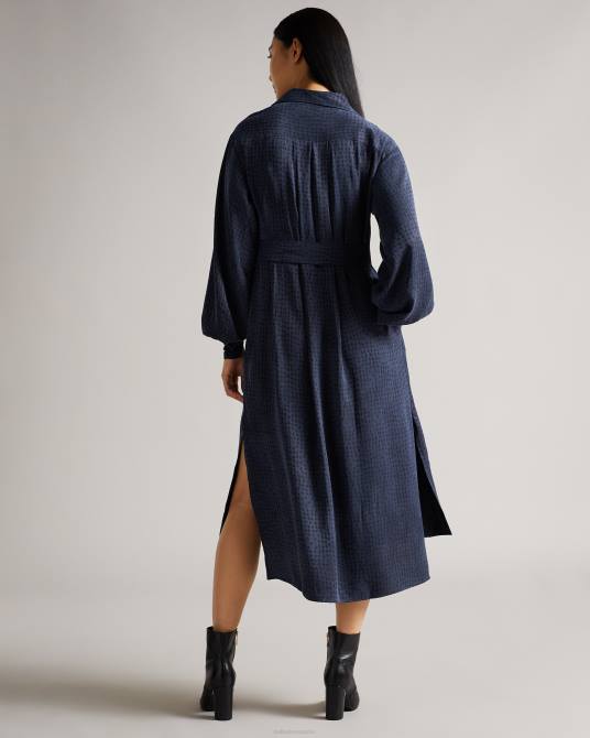 Ted Baker mujer 2ZFP512 ropa vestido midi sammmie con anilla en forma de D azul oscuro