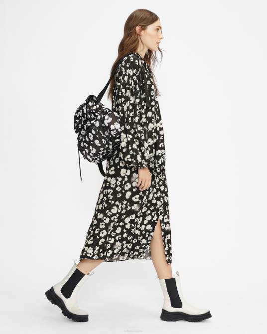 Ted Baker mujer 2ZFP526 ropa vestido largo con lazo en el coño Wilmy negro