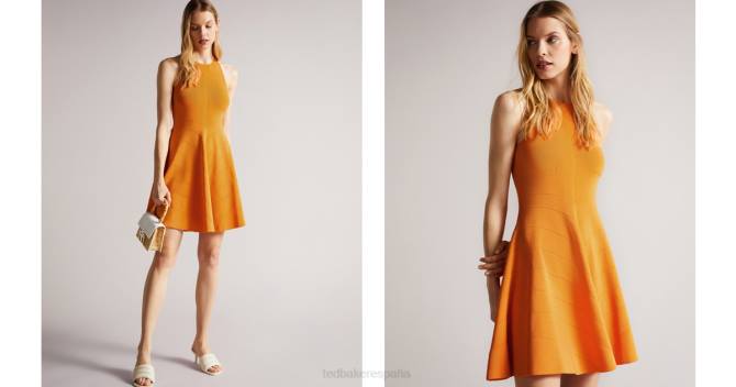 Ted Baker mujer 2ZFP529 ropa vestido de punto flippy de rayón salny naranja oscuro