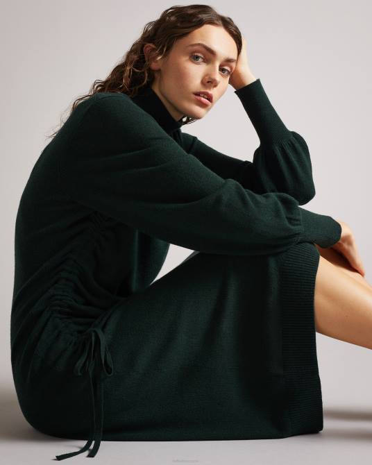 Ted Baker mujer 2ZFP530 ropa vestido de punto aavvaa con detalle lateral fruncido verde