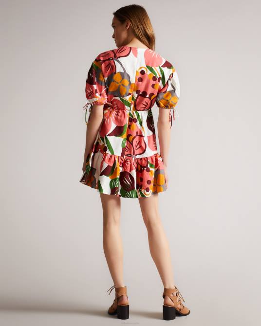 Ted Baker mujer 2ZFP532 ropa vestido corto rhitaa cruzado con mangas exageradas blanco