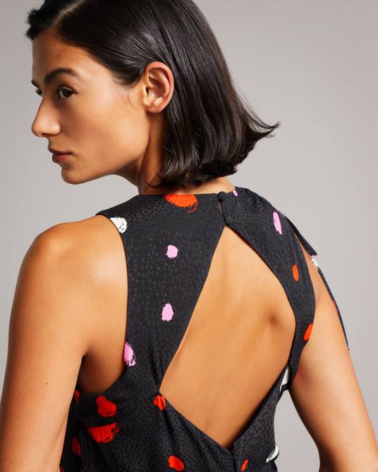 Ted Baker mujer 2ZFP535 ropa vestido midi lizzzee con detalle lateral fruncido negro