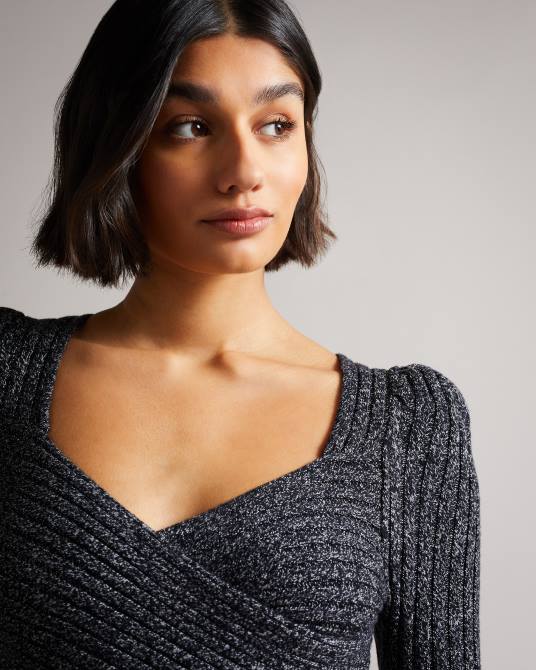 Ted Baker mujer 2ZFP550 ropa vestido de punto con escote corazón chelsiy negro