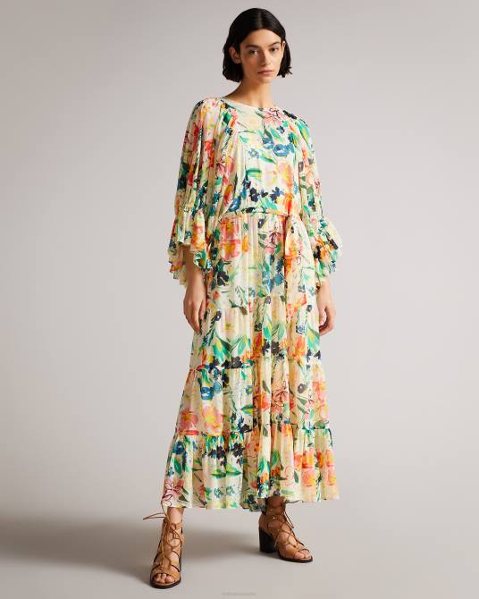 Ted Baker mujer 2ZFP564 ropa vestido largo Kiyrie con mangas globo blanco