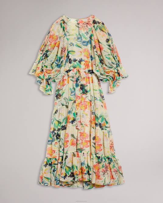 Ted Baker mujer 2ZFP564 ropa vestido largo Kiyrie con mangas globo blanco