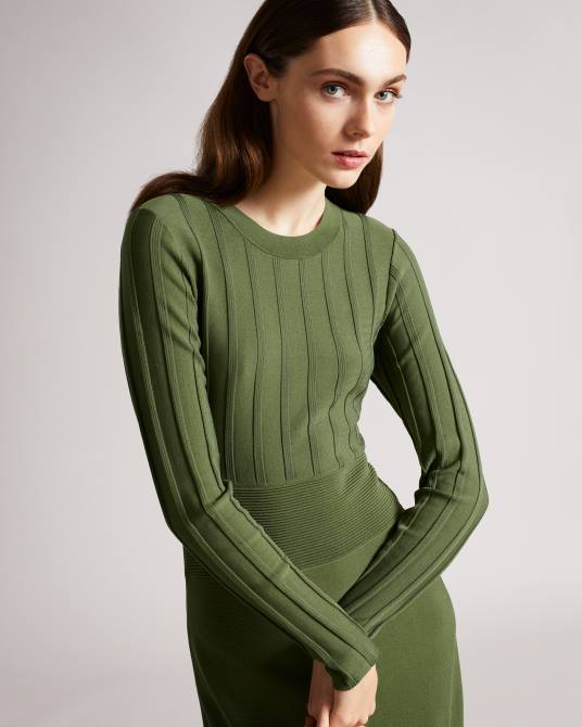 Ted Baker mujer 2ZFP604 ropa vestido de punto con espalda abierta aimyy verde