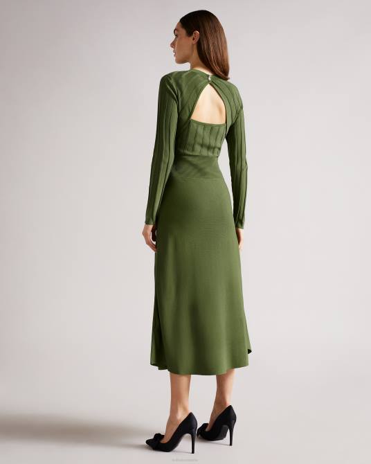 Ted Baker mujer 2ZFP604 ropa vestido de punto con espalda abierta aimyy verde