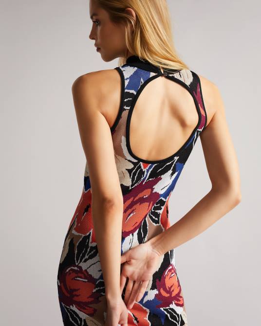 Ted Baker mujer 2ZFP614 ropa lilyiii minivestido ajustado de punto con espalda abierta negro