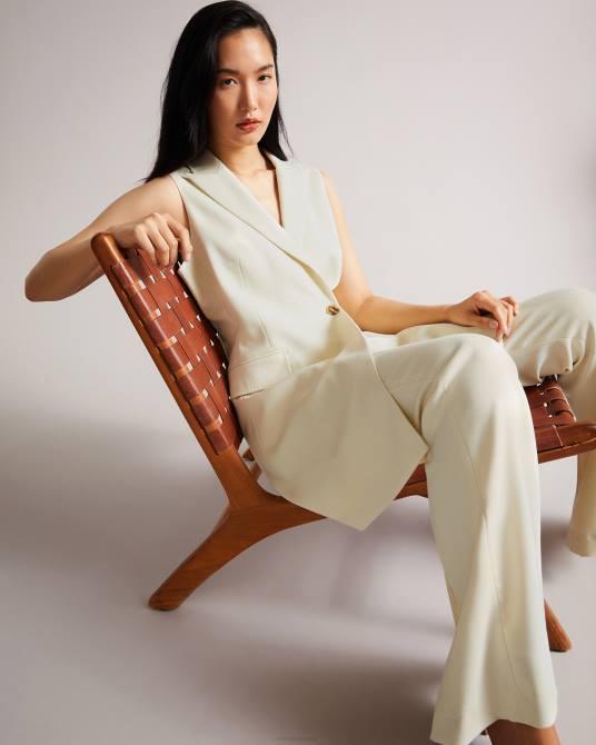 Ted Baker mujer 2ZFP629 ropa vestido corto estilo americana sin mangas joannid Marfil