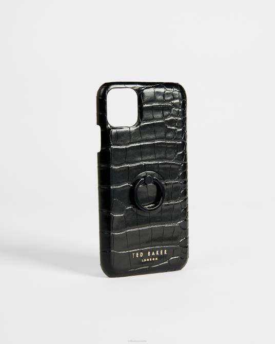 Ted Baker mujer 2ZFP2118 accesorios Funda iPhone 11 con clip de imitación de cocodrilo Claryy negro