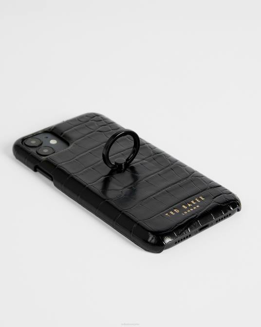 Ted Baker mujer 2ZFP2118 accesorios Funda iPhone 11 con clip de imitación de cocodrilo Claryy negro