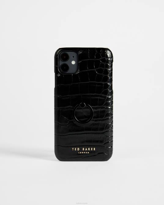 Ted Baker mujer 2ZFP2118 accesorios Funda iPhone 11 con clip de imitación de cocodrilo Claryy negro