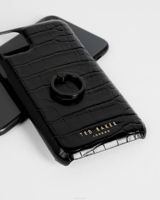 Ted Baker mujer 2ZFP2118 accesorios Funda iPhone 11 con clip de imitación de cocodrilo Claryy negro
