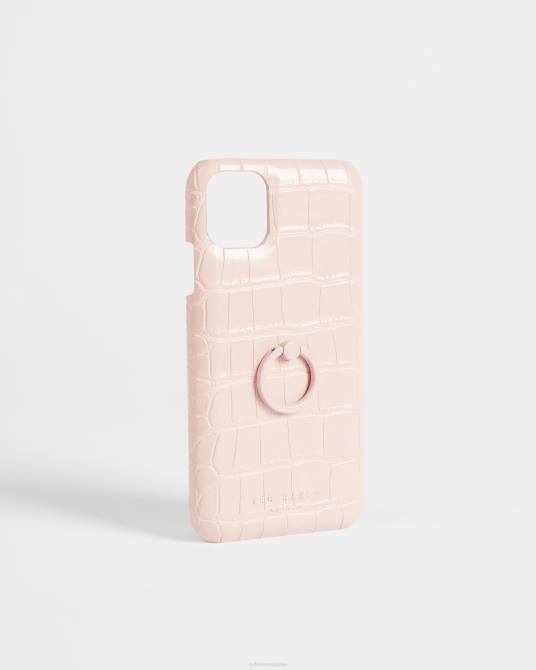 Ted Baker mujer 2ZFP2121 accesorios Funda iPhone 11 con clip de imitación de cocodrilo Claryy Rosa palido