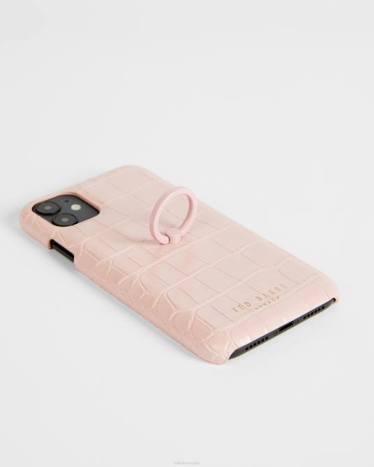 Ted Baker mujer 2ZFP2121 accesorios Funda iPhone 11 con clip de imitación de cocodrilo Claryy Rosa palido