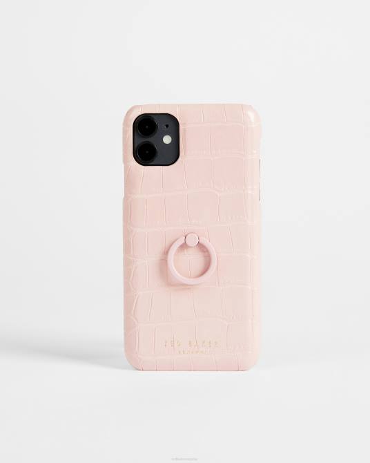 Ted Baker mujer 2ZFP2121 accesorios Funda iPhone 11 con clip de imitación de cocodrilo Claryy Rosa palido