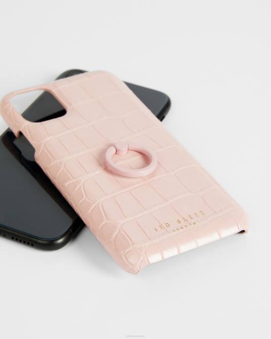 Ted Baker mujer 2ZFP2121 accesorios Funda iPhone 11 con clip de imitación de cocodrilo Claryy Rosa palido